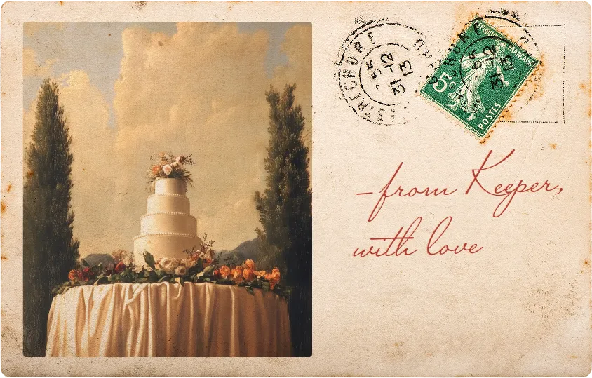 Post Card with From Keeper with Love written on it